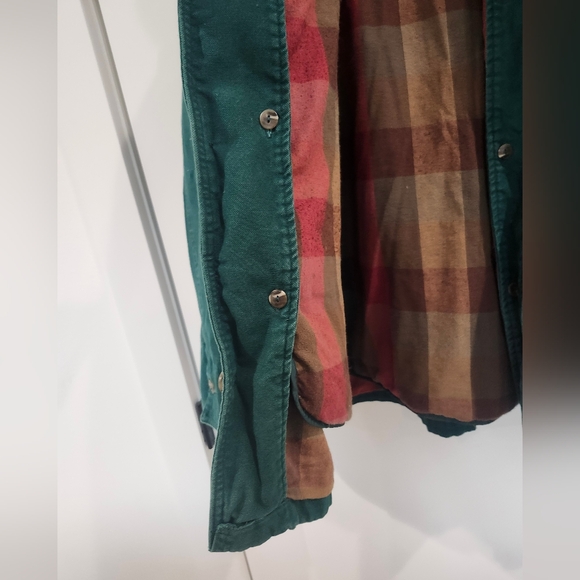 RARE VINTAGE EDDIE BAUER CHORE JACKET COAT MEDIUM GOOSE DOWN LINER GREEN BARN - Picture 13 of 16